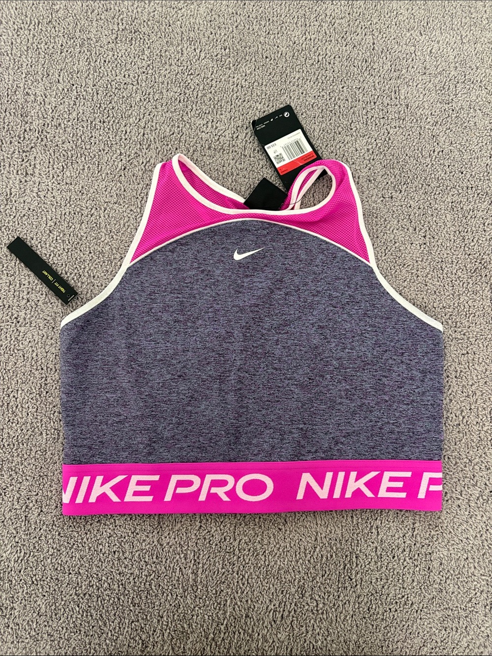 Nike Purple Heather & Bright Pink Pro Sports Bra
